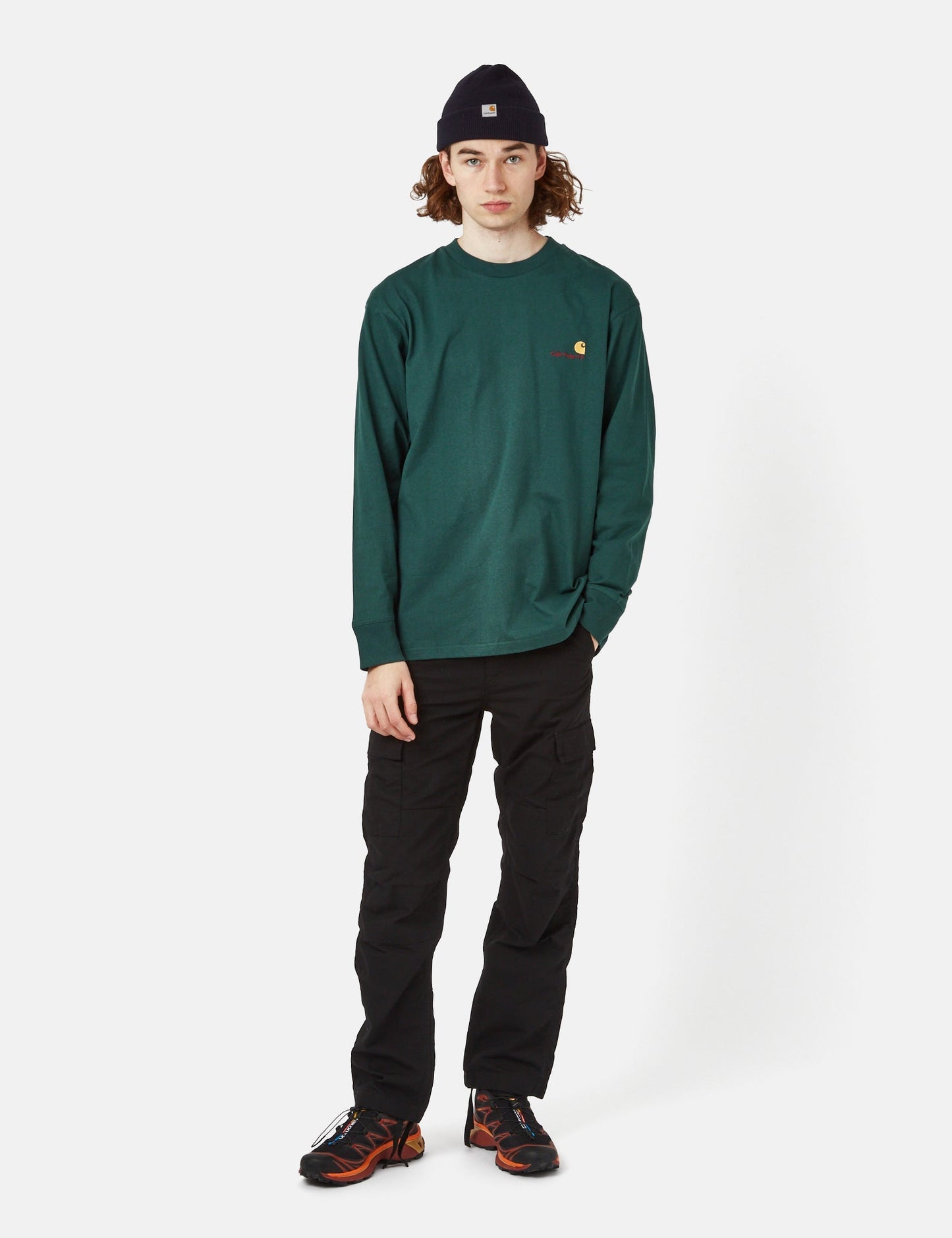 American Script Long Sleeve T-Shirt (Organic) - Botanic Green