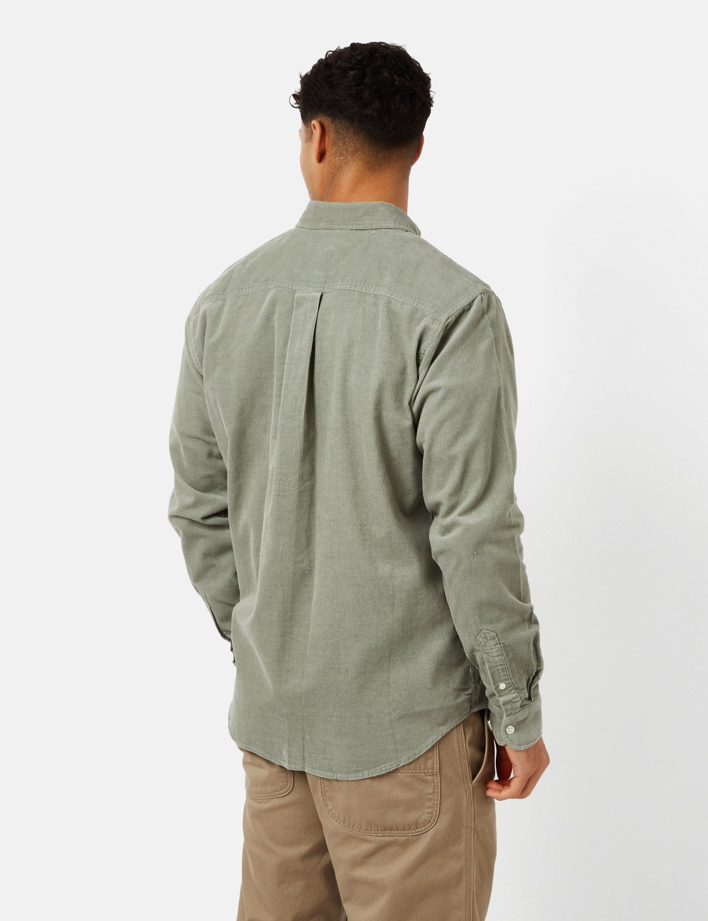 Madison Shirt (Fine Cord) - Yucca Green/White