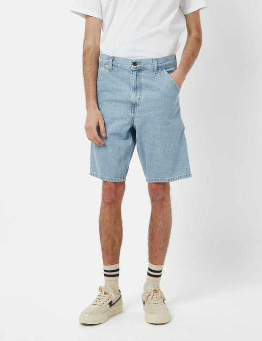 Single Knee Shorts (Organic) - Blue Heavy Stone Bleached