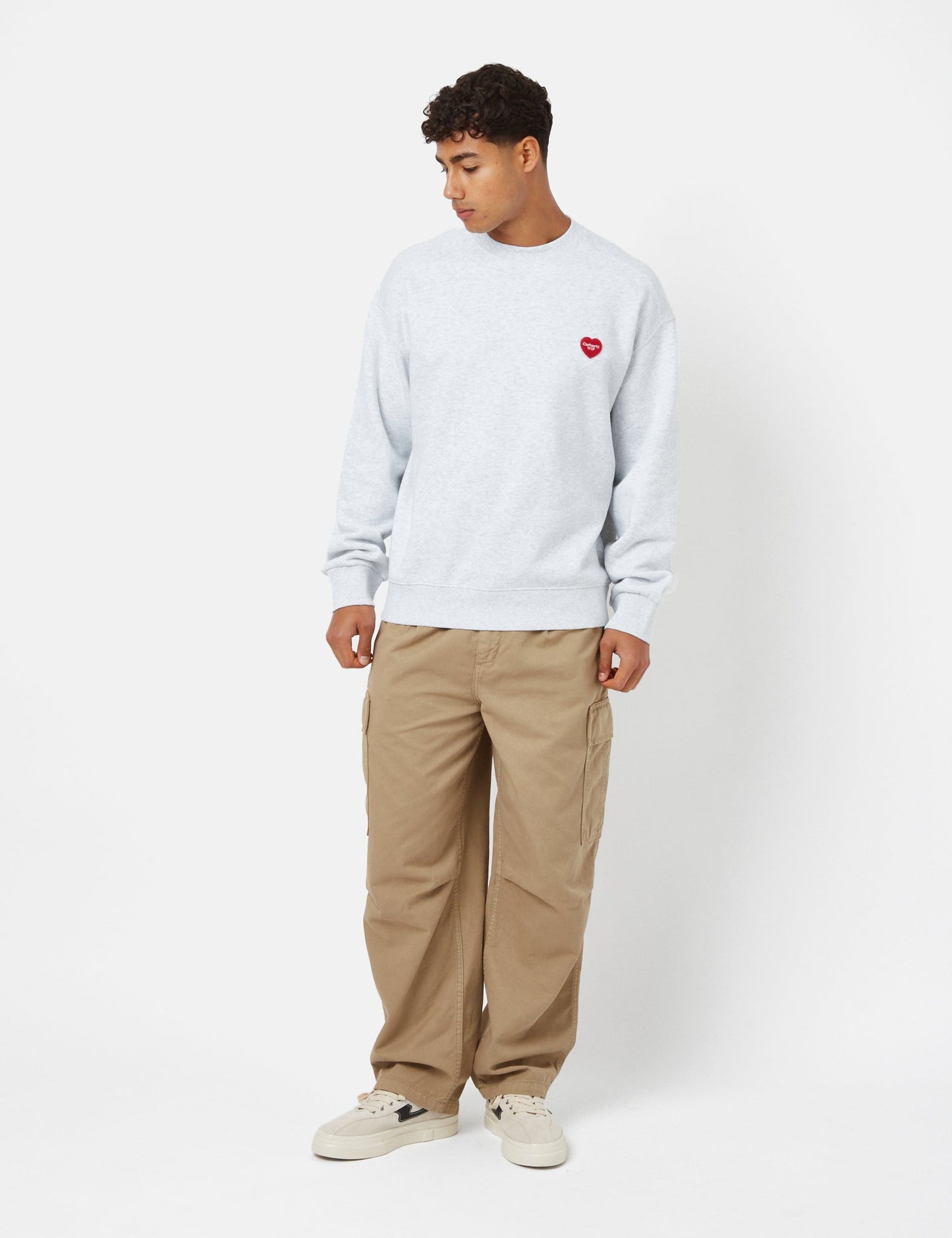 Heart Patch Sweatshirt - Ash Heather Grey