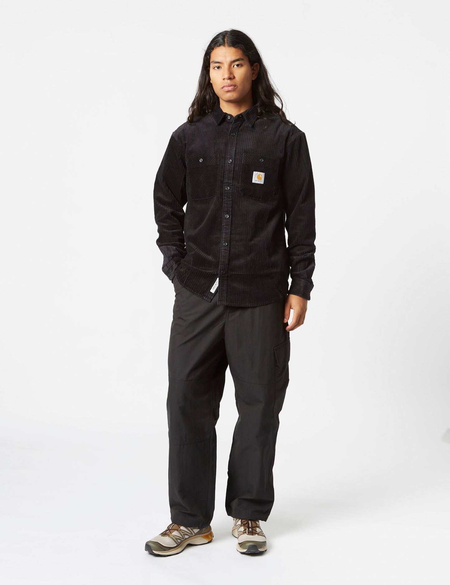 Rhodes Long Sleeve Shirt (Loose, Corduroy) - Black