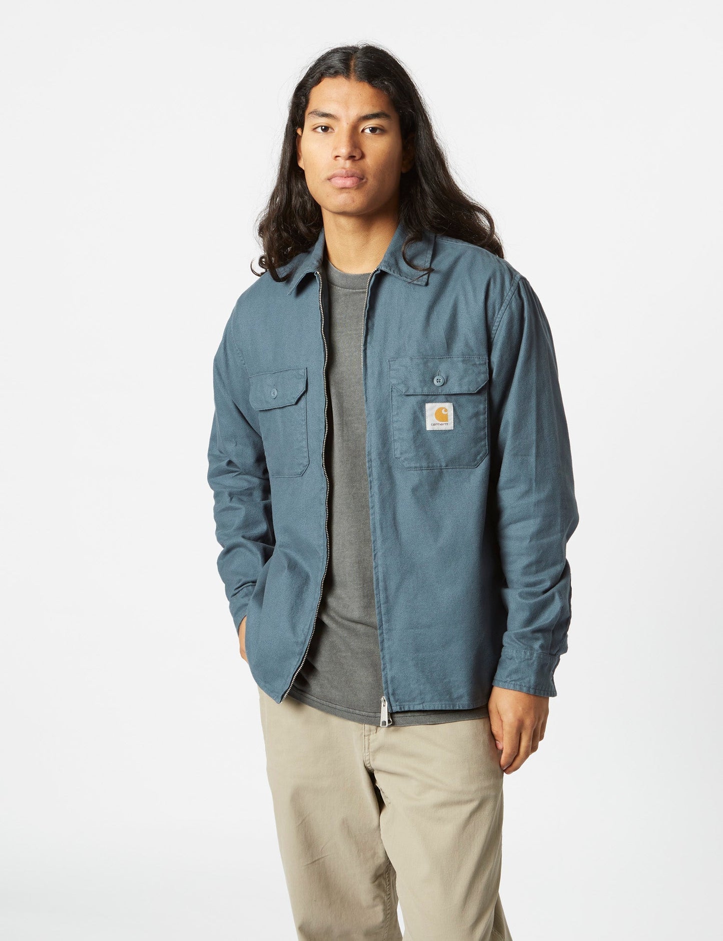 Milford Zip Shirt Jacket (Loose) - Ore Blue