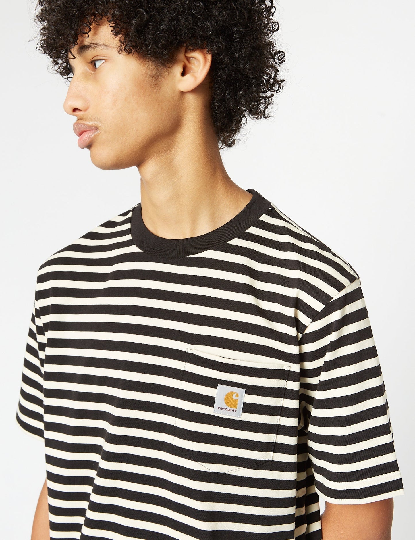 Seidler Pocket T-Shirt (Seidler Stripe) - Salt Grey/Black