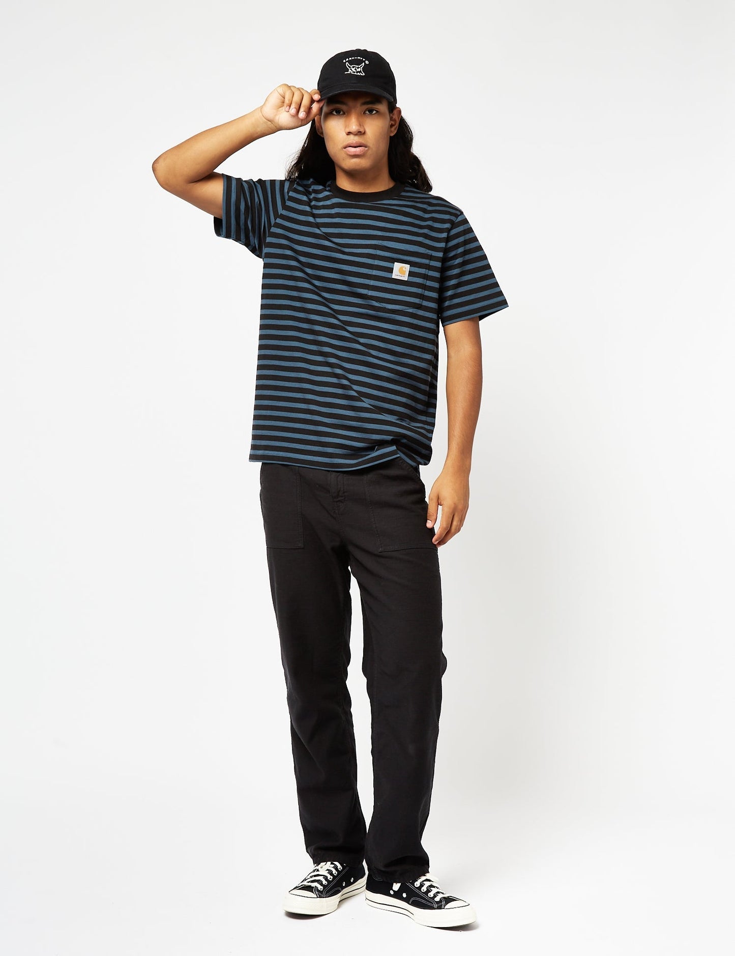 Seidler Pocket T-Shirt (Seidler Stripe) - Squid Dark Blue/Black