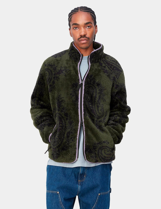 Jebson Sweat Jacket (Paisley Big Print) - Plant Green/Glassy Purple