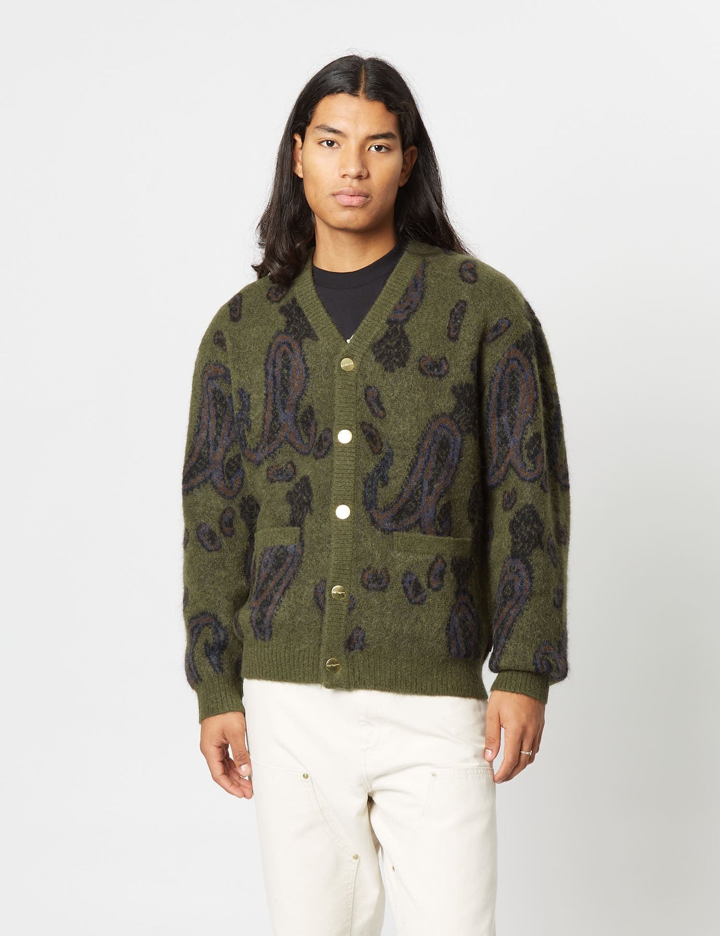 Medford Cardigan (Paisley Jacquard) - Plant Green