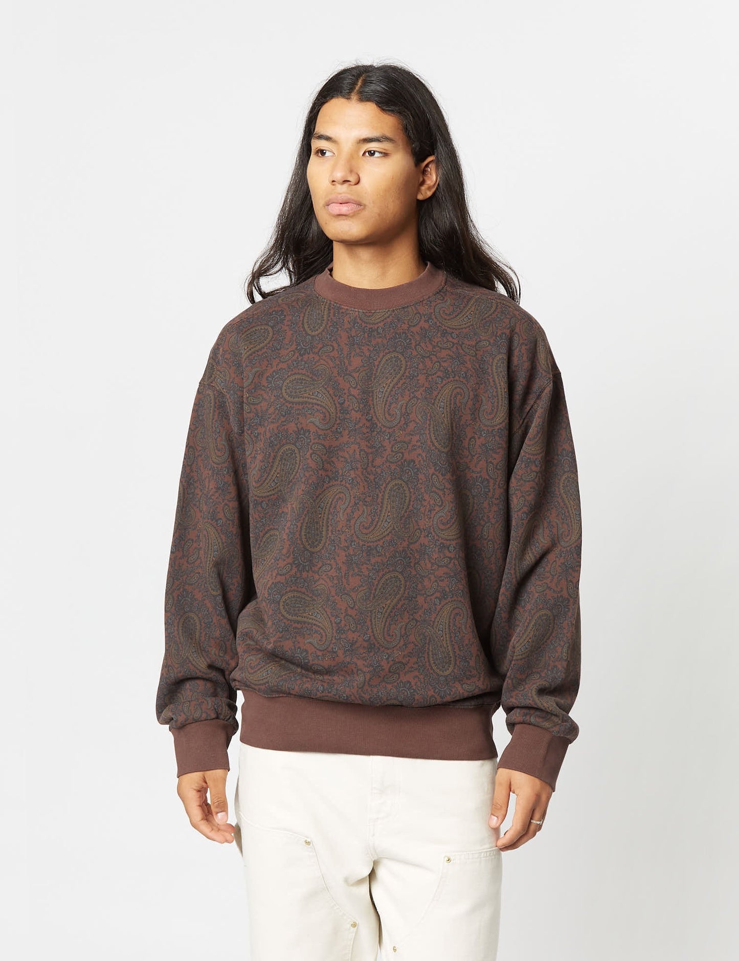 Paisley Sweatshirt (Paisley Print) - Plant Green