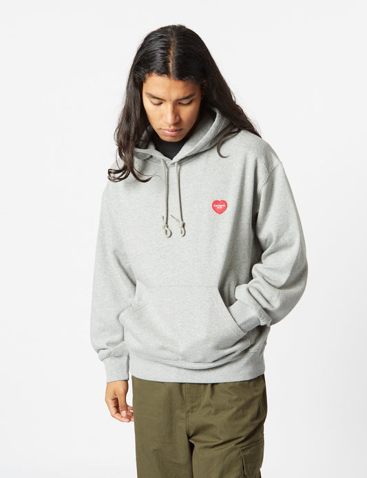 Heart Patch Hooded Sweatshirt - Grey Heather